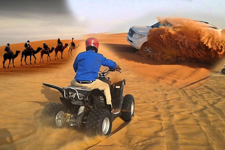 Immerse yourself in the Dubai desert with exhilarating dune bashing a camel ride through golden sands and the excitement of sand skiing on this unforgettable morning adventure.